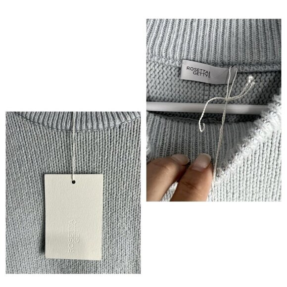 Rosetta Getty Cotton Blend Sky Blue High Low Sweater XS/S NWT - Picture 12 of 14